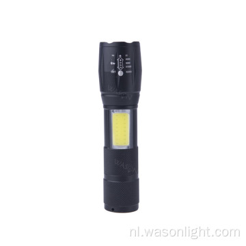 Nieuw verbeterde 2 in 1 twee lichtbron laserlogo aangepaste tactische COB USB oplaadbare LED -zaklamp